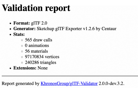 "Result of the glTF Validator"